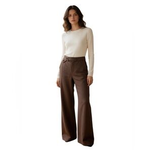 Lauren Ralph Lauren Wool Blend Straight Leg Dress Pants in Brown Size 10